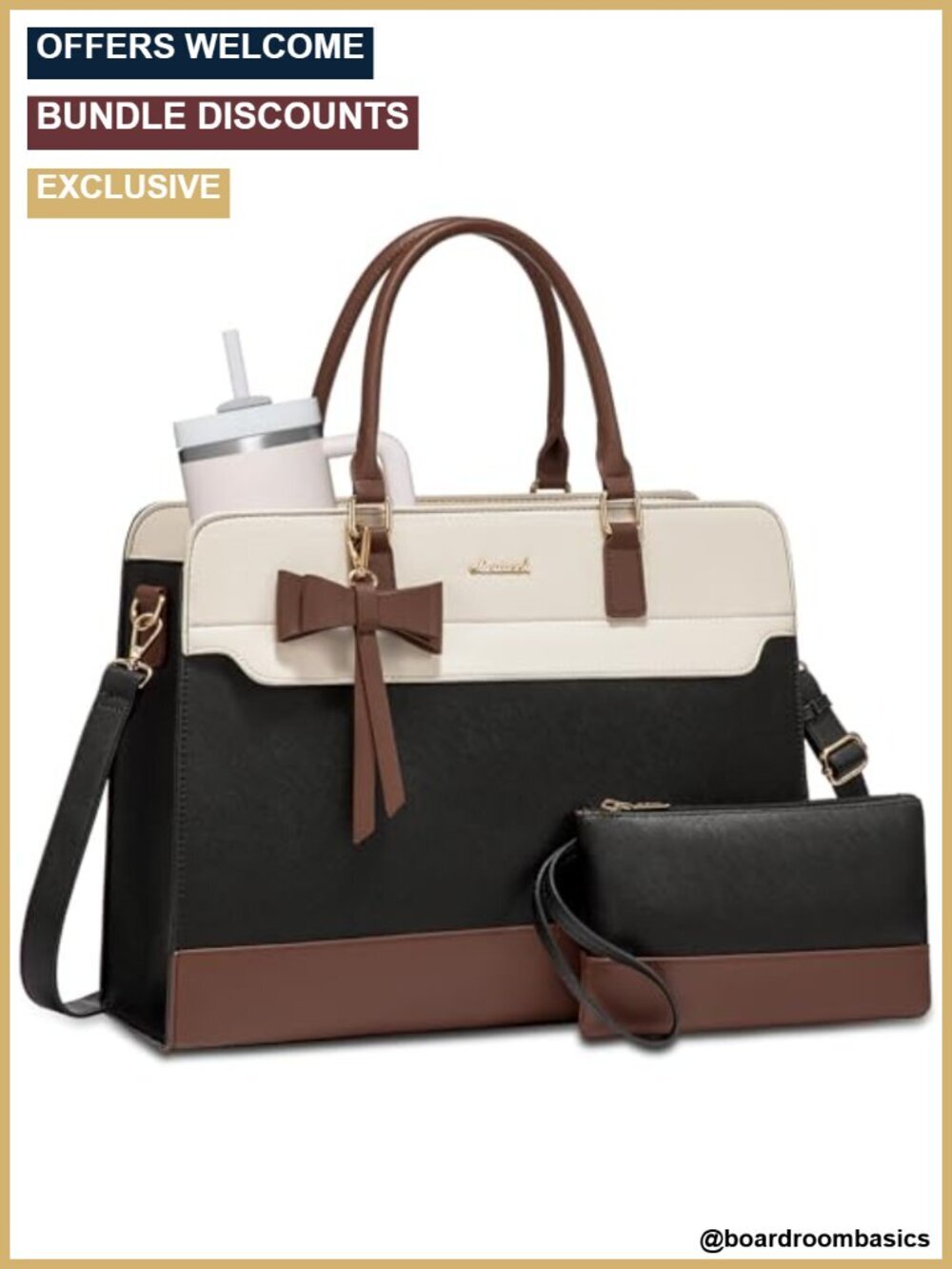 LOVEVOOK Laptop Tote Bag, PU Leather Work Bag, Waterproof Business Teacher